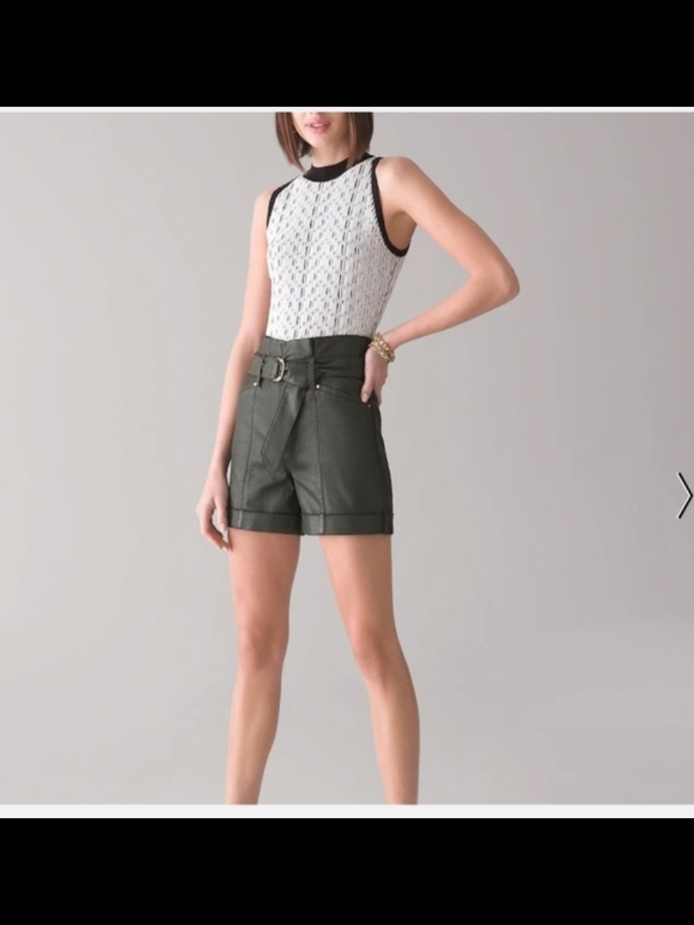 WHBM High-Waist Black Paper Bag Shorts